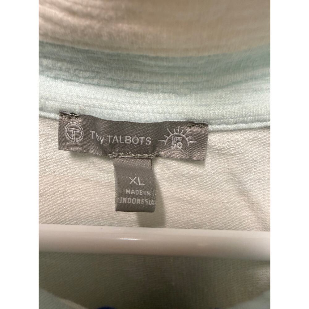Talbots Multicolor Blue Ombre Stripe zip neck Top  UPF 50 Womens  Size XL - Picture 3 of 5